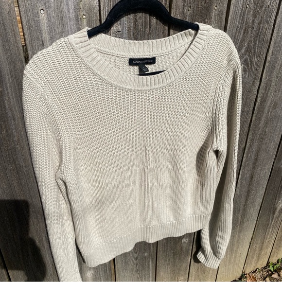Banana Republic Sweaters Nwt Banana Republic Cream Shaker Stitch Crop Sweater L Poshmark